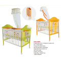 2015 NUEVO fabricante de China Marco de acero a imitación de madera Baby Crib con mosquitero plegable sin herramientas